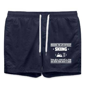 Imagine life without skis: impossible - Swim Trunks - french navy - Front - AI Model Male 185 light (185cm)