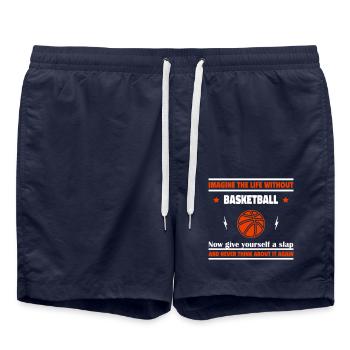 Stell dir ein Leben ohne Basketball - Badeshorts - French Navy - Vorne - AI Model Male 185 light (185cm)