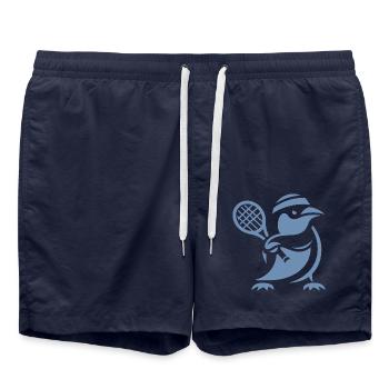 Minimalistischer Pinguin Tennisspieler Silhouette - Badeshorts - French Navy - Vorne - AI Model Male 185 light (185cm)