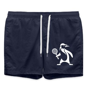 Pinguin Tennis Tennisspieler Silhouette - Badeshorts - French Navy - Vorne - AI Model Male 185 light (185cm)