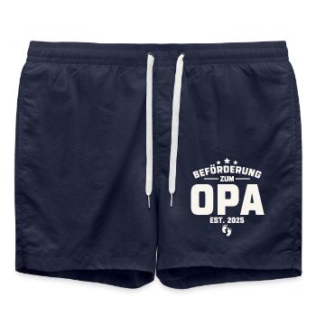 Beförderung zum Opa 2025 - Badeshorts - French Navy - Vorne - AI Model Male 185 light (185cm)