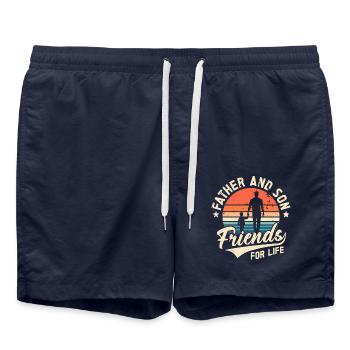 Dad and son friends for life - Swim Trunks - french navy - Front - AI Model Male 185 light (185cm)
