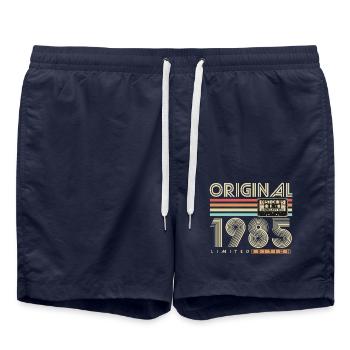 Original 1985 Jahrgang Vintage Geburtstag Retro - Badeshorts - French Navy - Vorne - AI Model Male 185 light (185cm)