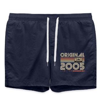 Original 2005 Vintage Birthday Retro - Swim Trunks - french navy - Front - AI Model Male 185 light (185cm)