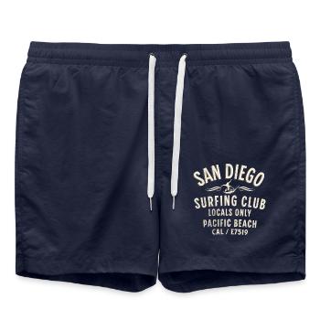 San Diego Pacific beach surfing club - Swim Trunks - french navy - Front - AI Model Male 185 light (185cm)