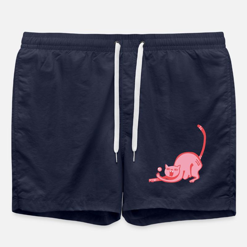 Speedball, ball playing, pink cat - Swim Trunks - french navy
