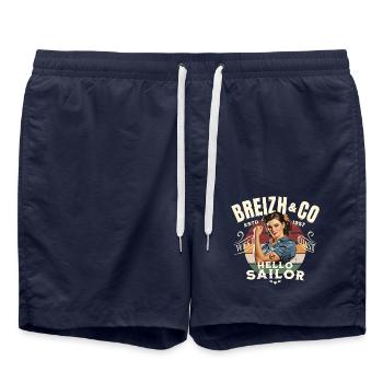 Breizh Hello Sailor - Swim Trunks - french navy - Front - AI Model Male 185 light (185cm)