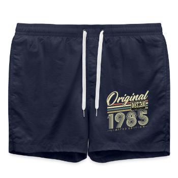 Original 1985 Vintage Vintage Anniversaire Rétro - Short de bain - bleu marine - Devant - AI Model Male 185 light (185cm)