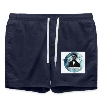 Depth of Life – Ralph Waldo Emerson Zitat - Badeshorts - French Navy - Vorne - AI Model Male 185 light (185cm)