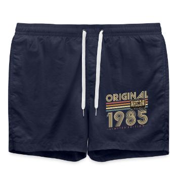 Original 1985 Vintage Vintage Anniversaire Rétro - Short de bain - bleu marine - Devant - AI Model Male 185 light (185cm)