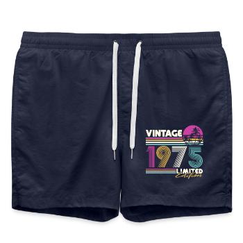 Vintage, 1975, Anniversaire, Vintage, Cadeau Rétro - Short de bain - bleu marine - Devant - AI Model Male 185 light (185cm)