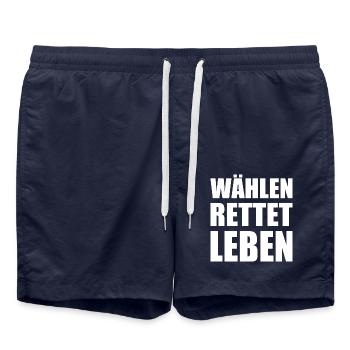 wählen rettet leben - Badeshorts - French Navy - Vorne - AI Model Male 185 light (185cm)