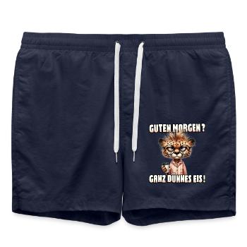 Guten Morgen? Ganz dünnes Eis - Badeshorts - French Navy - Vorne - AI Model Male 185 light (185cm)