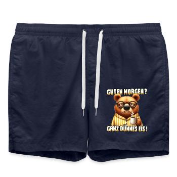 Guten Morgen Ganz? dünnes Eis Bär mit Kaffee - Badeshorts - French Navy - Vorne - AI Model Male 185 light (185cm)