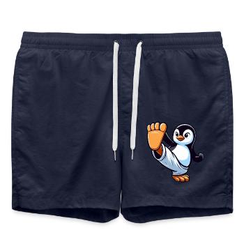 Cool pingouin dessin animé Karaté Sportif - Short de bain - bleu marine - Devant - AI Model Male 185 light (185cm)