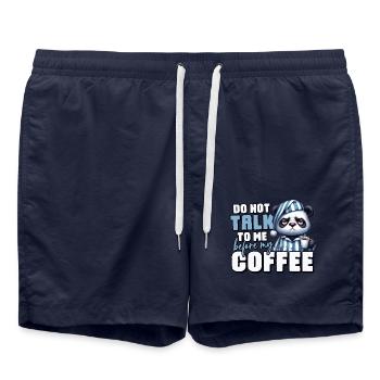 Ours panda avec du café - Short de bain - bleu marine - Devant - AI Model Male 185 light (185cm)