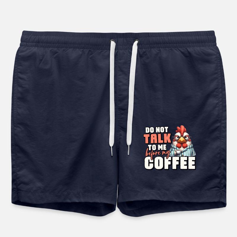 Grumpy rooster with coffee - Swim Trunks - french navy