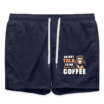 Âne fatigué avec du café - Short de bain - bleu marine - Devant - AI Model Male 185 light (185cm)