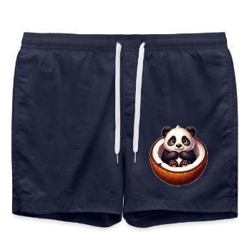 Panda mignon avec des fruits d’été de dessin animé à la noix de - Short de bain - bleu marine - Devant - AI Model Male 185 light (185cm)