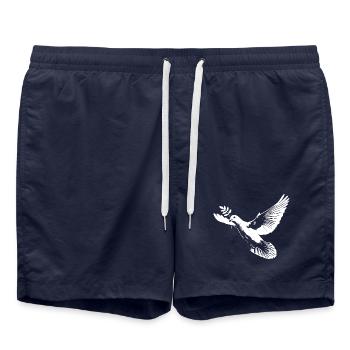 Colombe blanche de la paix - Short de bain - bleu marine - Devant - AI Model Male 185 light (185cm)