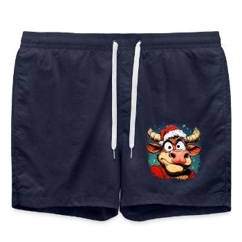 Weihnachtsmann Kuh - Badeshorts - French Navy - Vorne - AI Model Male 185 light (185cm)