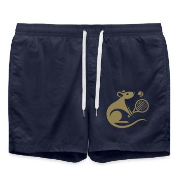 Maus Ratte Tennis Spieler Minimalistische - Badeshorts - French Navy - Vorne - AI Model Male 185 light (185cm)