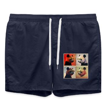 "Story of the Yellow Panda." - Badeshorts - French Navy - Vorne - AI Model Male 185 light (185cm)