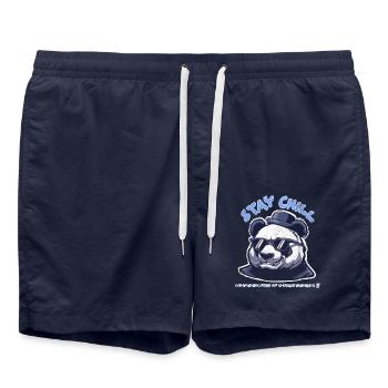 "Stay Chill" - Badeshorts - French Navy - Vorne - AI Model Male 185 light (185cm)