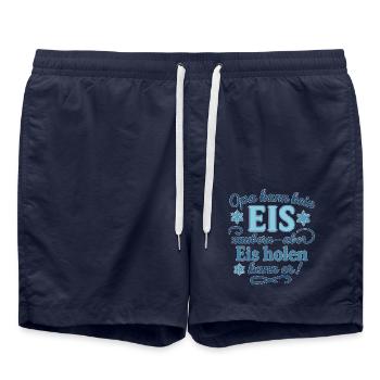 Grand-père ne sait pas imaginer de crème glacée, mais il peut l’obtenir ! - Short de bain - bleu marine - Devant - AI Model Male 185 light (185cm)