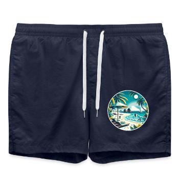 Reethi Beach Maldives Sunset - Swim Trunks - french navy - Front - AI Model Male 185 light (185cm)