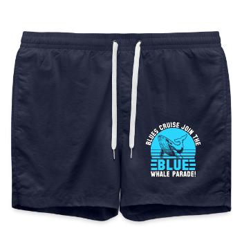 Blues cruise join the Blue Whale Parade - Swim Trunks - french navy - Front - AI Model Male 185 light (185cm)