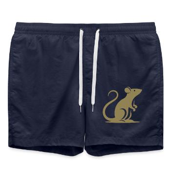 Silhouette minimaliste de souris rat - Short de bain - bleu marine - Devant - AI Model Male 185 light (185cm)
