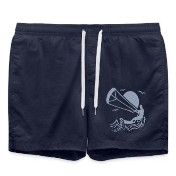 Kitesurfer Silhouette, Kitesurfing Adventure Design - Short de bain - bleu marine - Devant - AI Model Male 185 light (185cm)