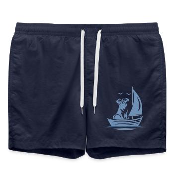 Pug Silhouette Voilier Minimaliste - Short de bain - bleu marine - Devant - AI Model Male 185 light (185cm)