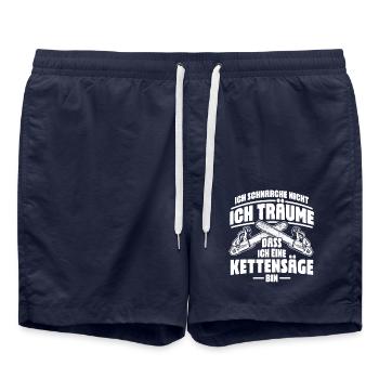 Kettensäge schnarchen Holzfäller Spruch - Badeshorts - French Navy - Vorne - AI Model Male 185 light (185cm)