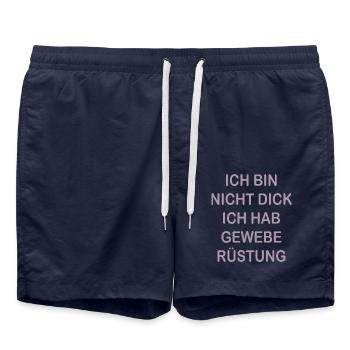Lustige Sprüche Geweberüstung Nicht Dick - Badeshorts - French Navy - Vorne - AI Model Male 185 light (185cm)