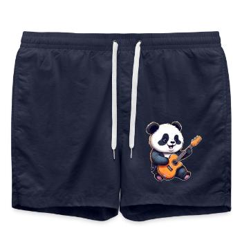 Panda-Gitarrist - Badeshorts - French Navy - Vorne - AI Model Male 185 light (185cm)