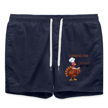 Kochmuffel-Truthahn - Badeshorts - French Navy - Vorne - AI Model Male 185 light (185cm)