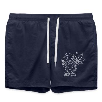 Süßer Hanf Gnom/Zwerg mit Cannabisblatt - Badeshorts - French Navy - Vorne - AI Model Male 185 light (185cm)