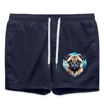 Visage de carlin Géométrie Art - Short de bain - bleu marine - Devant - AI Model Male 185 light (185cm)