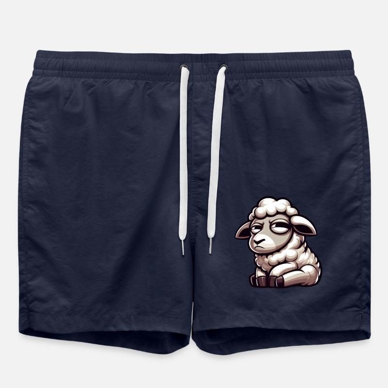 Skeptical Sheep Comic Funny Bull - Swim Trunks - french navy