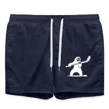 Faultier Eishockey Silhouette - Badeshorts - French Navy - Vorne - AI Model Male 185 light (185cm)
