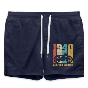 Vintage Motorrad 1940 Retro Geburtstagsgeschenk - Badeshorts - French Navy - Vorne - AI Model Male 185 light (185cm)