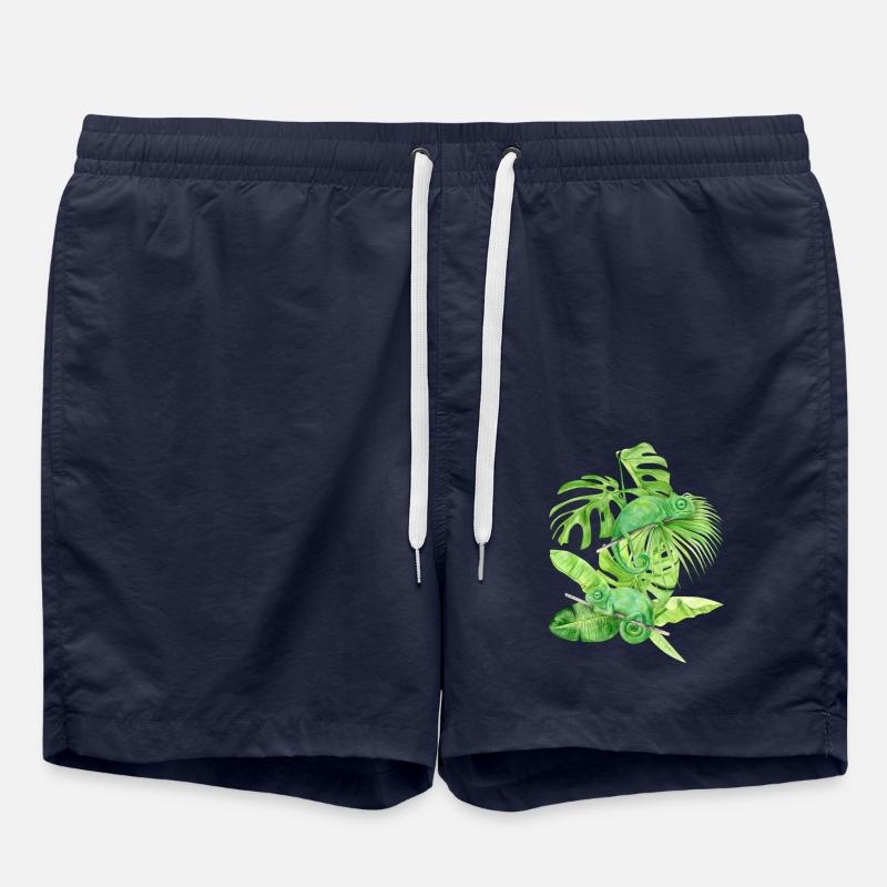 Chameleon, green chameleon lizards - Swim Trunks - french navy