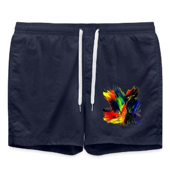Freebirds by Acryl Paint 62 by Marco Eckenbrecht - Badeshorts - French Navy - Vorne - AI Model Male 185 light (185cm)