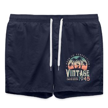 1945 Geburtstagsgeschenk Geboren 1945 - Badeshorts - French Navy - Vorne - AI Model Male 185 light (185cm)