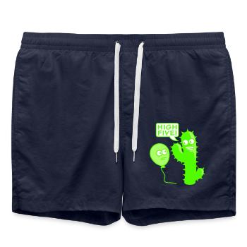 Kaktus Luftballon High Five Begrüßung Stacheln Fun - Badeshorts - French Navy - Vorne - AI Model Male 185 light (185cm)