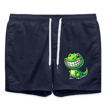 Dinosaure mignon T-Rex Cartoon Friendly - Short de bain - bleu marine - Devant - AI Model Male 185 light (185cm)