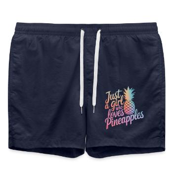 Pineapple tropical hawaiian fruit - Swim Trunks - french navy - Front - AI Model Male 185 light (185cm)