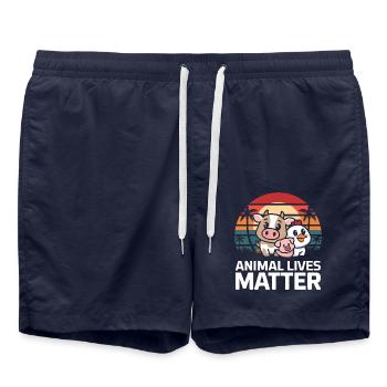 Vegetarian Vegan Veggie Vegetarian - Swim Trunks - french navy - Front - AI Model Male 185 light (185cm)